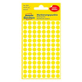 Avery Ronde etiketten diameter 8 mm, geel, 416 stuks