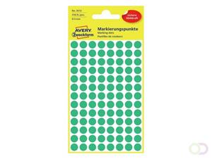 Avery Etiket  3012 rond 8mm groen 416stuks