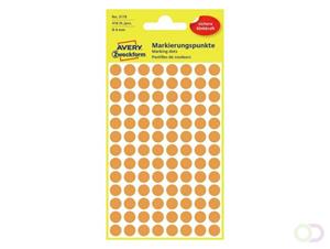 Avery Etiket  3178 rond 8mm oranje 416stuks