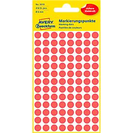 Avery Etiket  3010 rond 8mm rood 416stuks