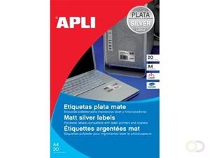 Apli etiketten ft 210 x 297 mm (b x h), 20 stuks, 1 per blad, zilver