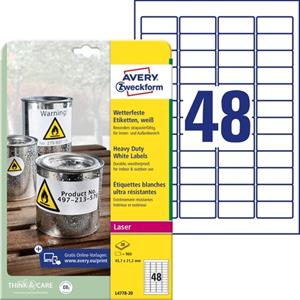 AVERY Avery Zweckform Wetterfeste Etiketten, 45,7 x 21,2 mm