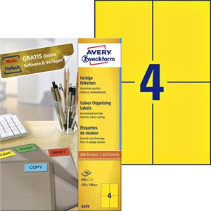 AVERY Avery Zweckform Universal-Etiketten, 105 x 148 mm, gelb