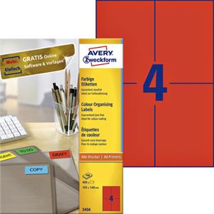 AVERY Avery Zweckform Universal-Etiketten, 105 x 148 mm, rot