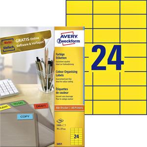 AVERY Avery Zweckform Universal-Etiketten, 70 x 37 mm, gelb