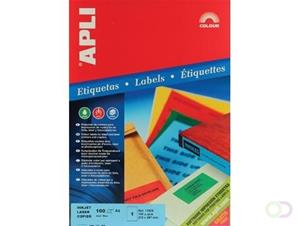 Apli Gekleurde etiketten ft 210 x 297 mm (b x h), blauw, 100 stuks, 1 per blad