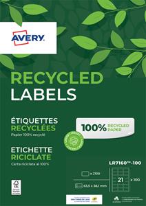 Etiket  LR7160-100 63.5x38.1mm recycled wit 2100stuks