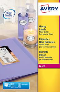 Avery Etiketten hoogglanzend ft 210 x 297 mm (b x h), doos van 40 blad, 40 stuks