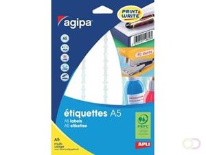 Agipa witte etiketten Print & Write ft 56 x 34 mm (b x h), 192 stuks, 12 per blad