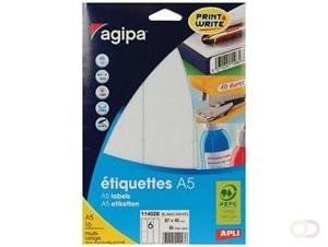 Agipa witte etiketten Print & Write ft 97 x 46 mm (b x h), 96 stuks, 6 per blad