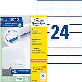 Avery Zweckform Etiket  3475 70x36mm wit 4800stuks