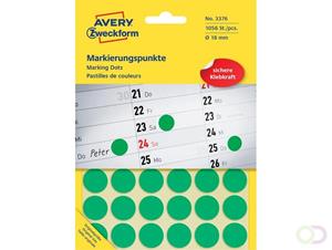 Avery Etiket  3376 rond 18mm groen 1056stuks