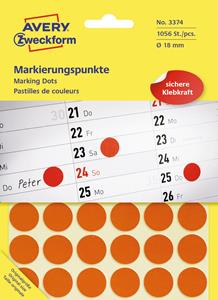 Avery Zweckform Avery Ronde etiketten diameter 18 mm, rood, 1.056 stuks