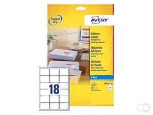 Avery Etiket  J8161-10 63.5x46.6mm wit 180stuks