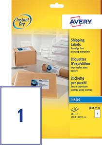 Avery Etiket  J8167-10 199.6x289.1mm wit 10stuks