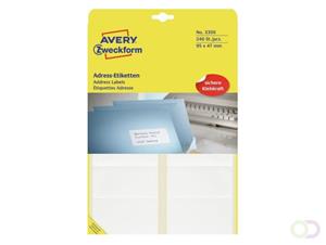 Avery Zweckform 3350 adresetiketten ft 95 x 47 mm (b x h), 240 etiketten, wit