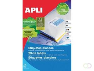 Apli afneembare witte etiketten ft 25,4 x 10 mm (b x h), 4.725 stuks, 189 per blad etui van 25 blad