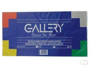 Gallery enveloppen ft 114 x 229 mm, met venster rechts, stripsluiting, pak van 50 stuks