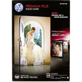 HP Premium Plus Fotopapier glänzend A4 (210 x 297 mm) 20 Blatt für Officejet Pro, Deskjet, ENVY (CR672A)