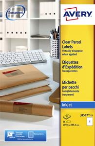 Etiket  J8567-25 210x297mm A4 transparant 25stuks