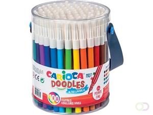 Carioca viltstift Doodles, 100 stiften in een plastic pot