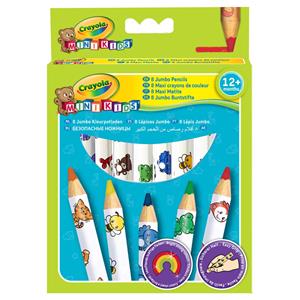 Crayola Mini Kids -8 Dikke kleurpotloden. Aantal per verpakking: 8 stuk(s), Schrijfkleuren: Multi, Hardheid: Zacht. Breedte verpakking: 125 mm, Hoogte verpakking: 175 mm, Diepte verpakking: 19 mm. Bre