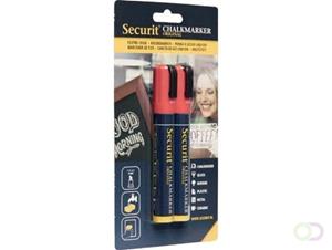 Securit krijtmarker medium, blister met 2 stuks, rood