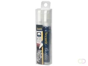 Securit Waterproof krijtmarker medium wit, blister met 2 stuks