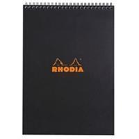 RHODIA Spiralnotizblock No. 18, DIN A4, kariert, schwarz