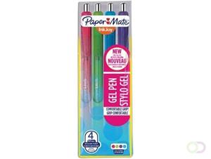 Papermate Paper Mate roller InkJoy Gel, etui met 4 stuks in geassorteerde fun kleuren