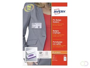 Avery Badgehouder met pin set 40 x 75 mm, transparant 4821