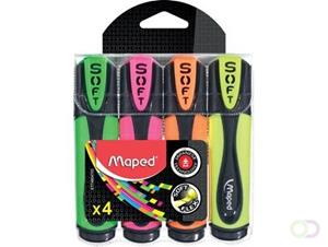 Maped Fluo'Peps markeerstift Soft, blister met 4 stuks in geassorteerde kleuren