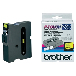 Brother TX labeltape Zwart op geel. TX-641. 18 mm