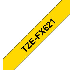 Labeltape flexibel Brother TZe-FX, TZ-FX TZe-FX621 Tapekleur: Geel Tekstkleur:Zwart 9 mm 8 m