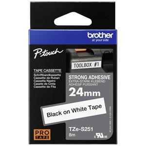 Brother TZe-S251 extra klevend tape zwart op wit 24mm x 8m (origineel)