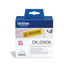 Brother DK-22606 Rol met etiketten 62 mm x 15.24 m Folie Geel 1 stuk(s) Permanent DK22606 Universele etiketten