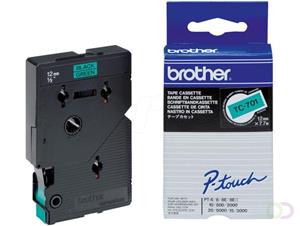 Brother TC-701 tape zwart op groen 12mm x 7,7m (origineel)