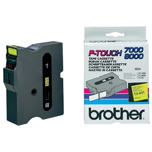 Brother TX-651 tape zwart op geel 24mm x 8m (origineel)