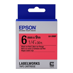 Epson LK-2RBP tape zwart op pastel rood 6mm (origineel)