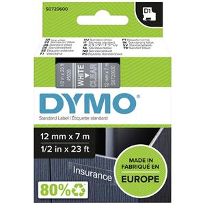 DYMO D1 Schriftbandkassette weiß/transparent, 12 mm x 7 m