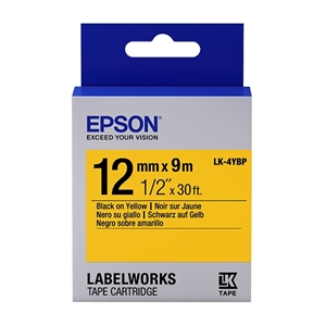 Epson LK-4YBP tape zwart op pastel geel / 12 mm (origineel)