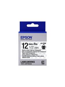 Epson LK-4TBW extra klevende tape zwart op transparant 12mm (origineel)