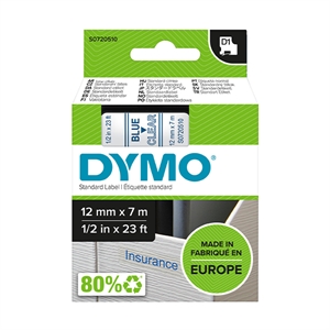 DYMO D1 Schriftbandkassette blau/transparent, 12 mm x 7 m