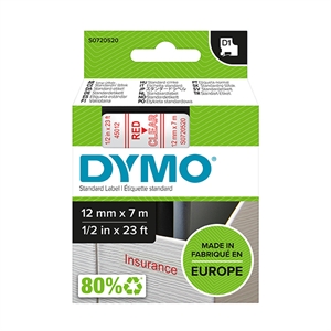 DYMO S0720520 / 45012 tape rood op transparant 12mm (origineel)