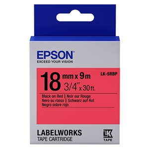 Epson LK-5RBP tape zwart op pastel rood 18mm (origineel)