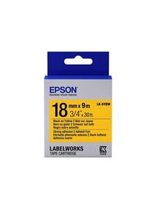 Epson LK-5YBW extra klevende tape zwart op geel 18mm (origineel)