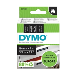 DYMO D1 Schriftbandkassette weiß/schwarz, 19 mm x 7 m