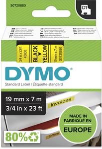 DYMO S0720880 / 45808 tape zwart op geel 19mm (origineel)