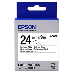 Epson LK-6WBN standaard tape zwart op wit 24mm (origineel)