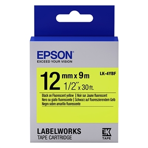 Epson LK-4YBF tape zwart op fluorescerend geel 12mm (origineel)